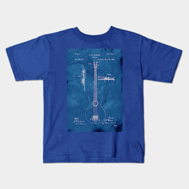 Blueprint Guitar Patent Kids T-Shirt by JoolyA